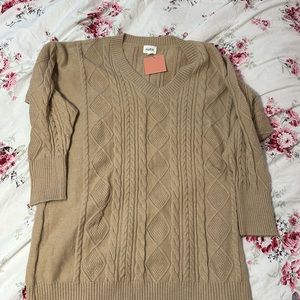 Camel colored sweater dress